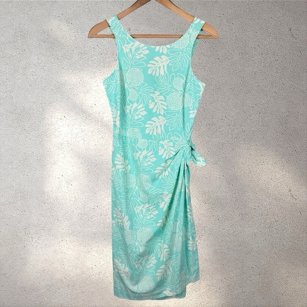 Pataloha Ulu Dress Patagonia Size Small Hawaiian Tropical Print Bend Blue Sz 2